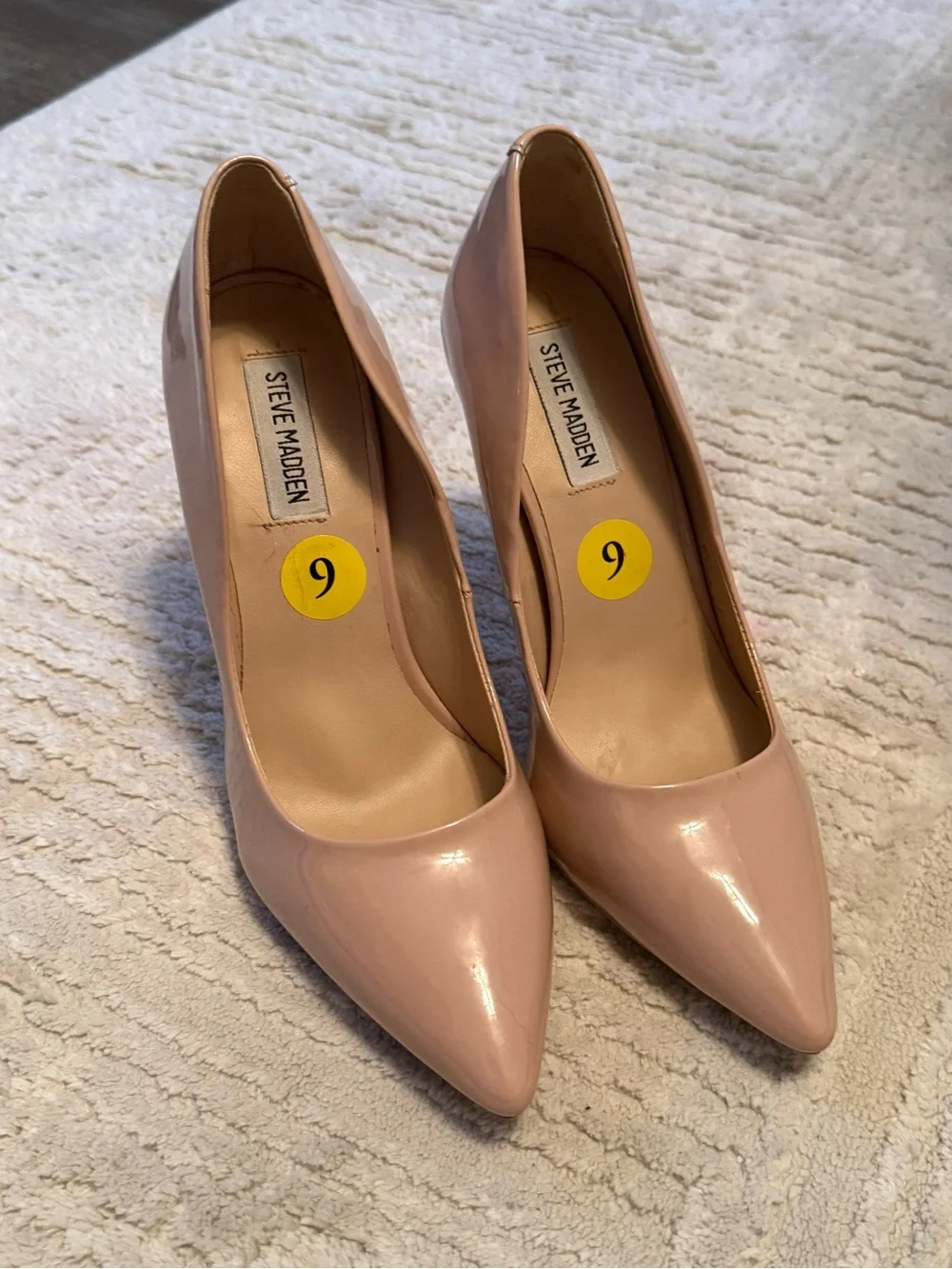 Steve Madden Nude Patent Pointed-Toe Stiletto Heels - Women